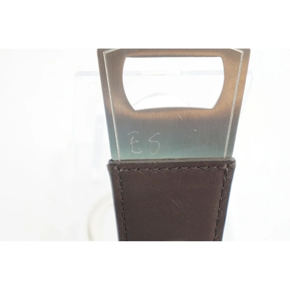 Coach Bottle Opener Keychain Mahogany Leather Silver F62097 New Employee Sale